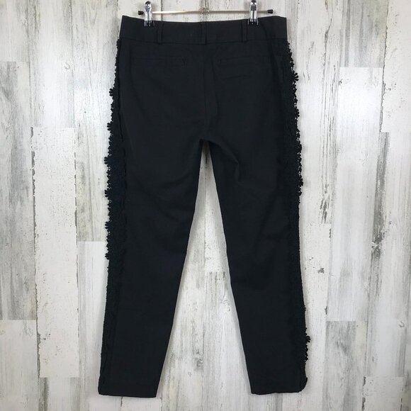Elevenses Anthropologie Daisy Lace Tuxedo Pant ankle length black size 6 - Picture 5 of 12